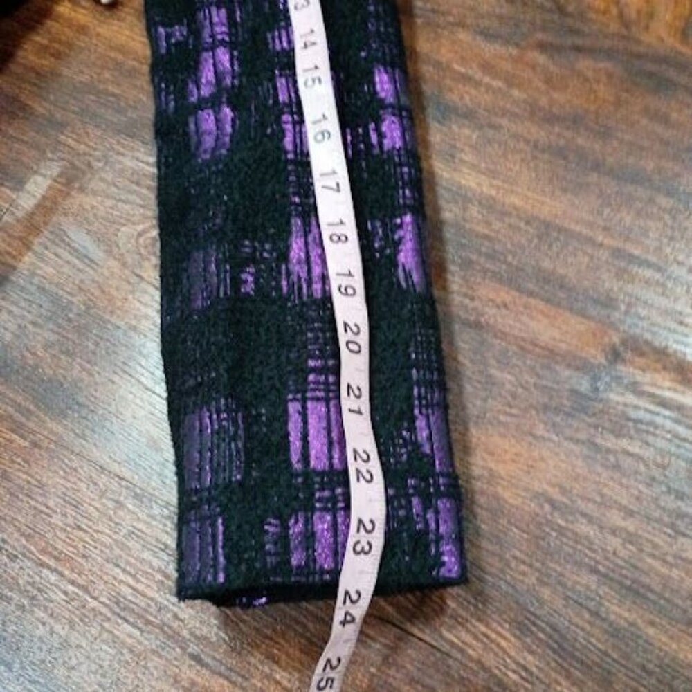 Samuel Dong Womens Purple & Black Plaid Puff Sleeve Coat Size S - Picture 13 of 16